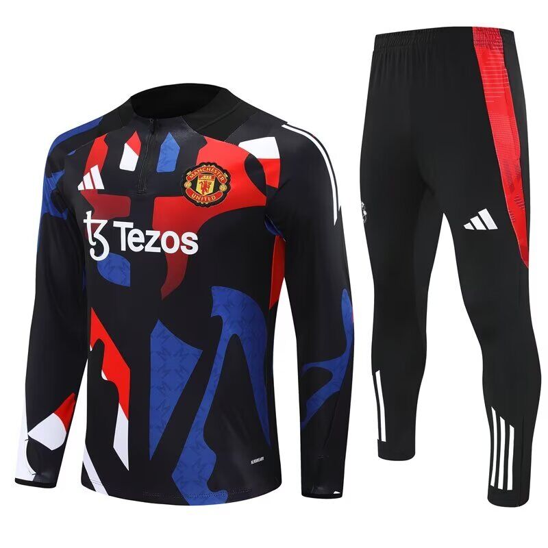 AAA Quality Man Utd 24/25 Tracksuit - Black/Red/Blue